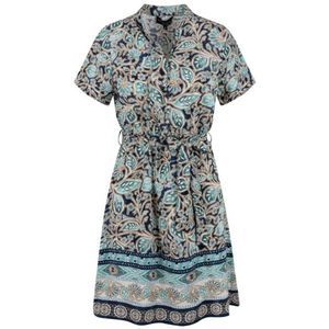 Elvira Collections - Casuals - Blauw Dessin Jurk - Midi Lengte - Dames