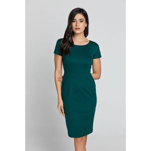 Conquista Fashion - Kapmouw Jurk - Smaragd - Ronde Halslijn - Aansluitend