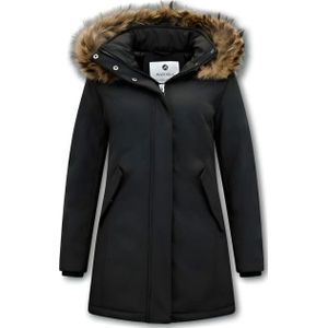 Matogla - Winterjas - Blauw - Slim Fit - Met Echte Bontkraag