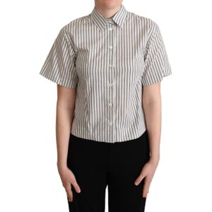 Dolce & Gabbana - Blouse - Zwart/Wit - Korte Mouwen - Kraag