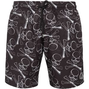 Philipp Plein - Swim Trunks Skull & Bones - Badmode - Zwart - Nylon