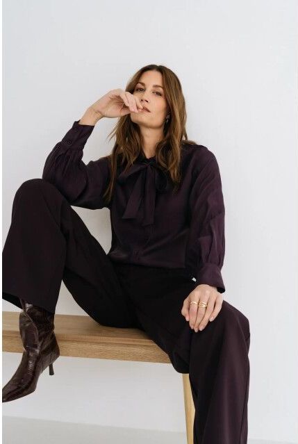 Maicazz - Lilo Bow-Blouse - Paars - Dames - Leer