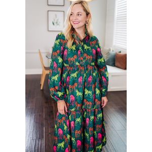 Dierlijke print laags maxi jurk