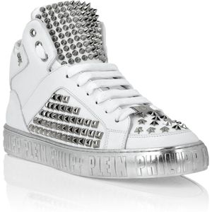 Philipp Plein - Nappa Leren Mid-Top Sneakers Studs - Wit - Unisex