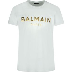 Balmain - T-shirt - Wit - Gold Brand Logo