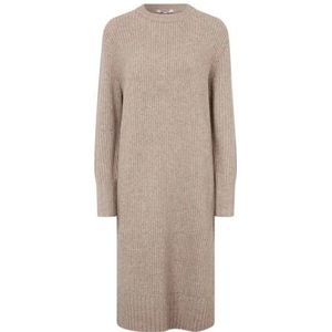 MbyM - Sondra-m - Gebreide Jurk - Bruin - Midi - Lange Mouwen