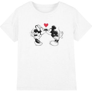 Disney Kinderen/kinderen mickey & minnie mouse kiss sketch valentijnsdag t-shirt