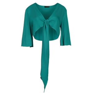 Bolero Top - Groen - Geweven Viscose - ¾ Klokkende Mouwen