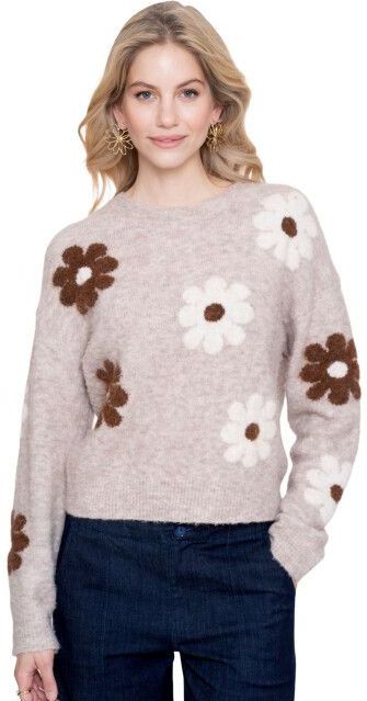 Geisha - Trui - Sand - Met Embroided Flower Print - Dames