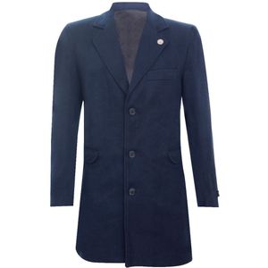 Lange Overjas - Marineblauw - Slim Fit - Heren