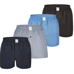 MG-1 - Wijde Boxershorts - 4-Pack - Zwart Navy Grijs Lichtblauw - Heren