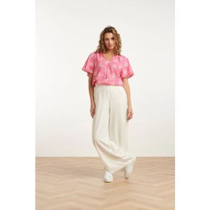 Smashed Lemon - 25141 - Wide Pants - Wit - Rayon Satin