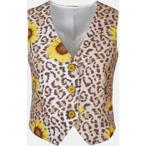 Mucho Gusto Gilet lesbos luipaardprint met zonnebloemen