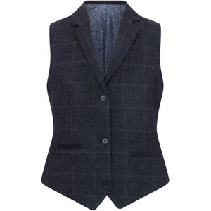 Gilet - Marineblauw - Getailleerd - Dames - Tweed