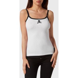 Philipp Plein - Tank Top Skull&Bones - Wit - Dames - Katoen