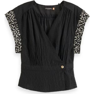 Scotch & Soda 178881 wrap top with sequin sleeve detail