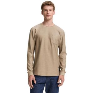 Tom Tailor - Structured Longsleeve - Beige - T-shirt