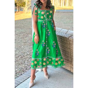 Bloemenprint Knopen Midi-jurk