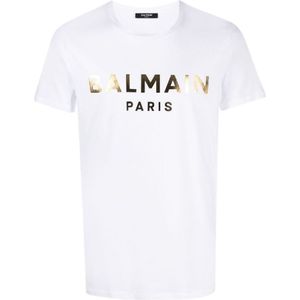 Balmain - Gold Foil Logo - T-shirt - Wit