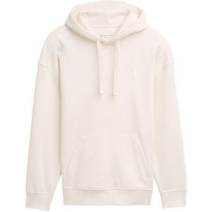 Tom Tailor - Relaxed Printed Hoodie - Gebroken Wit - Comfortabele Hoodie