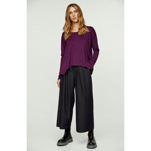 Imprimétops - Aubergine - Gebreide Top - Vleermuismouwen