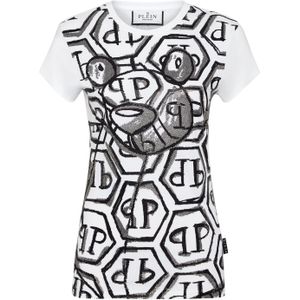 Philipp Plein - T-Shirt Pure Teddy Bear - Wit - Dames - Katoen