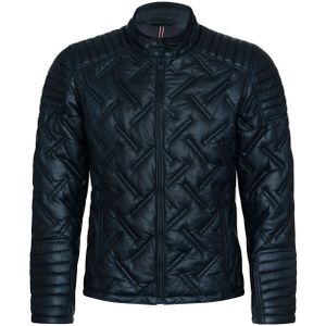 Heren - Leren Gequilt Motojas - Zwart - Manaus