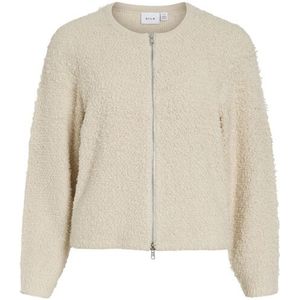 Vila - Vest Vipaza O-neck Zipper Knit Cardi - Beige - Dames