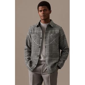 Autograph - Heren Wollen Overhemd - Zwart/Wit Geruit