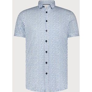 Blue Industry - Katoenen Gestreept Overhemd - Korte Mouwen