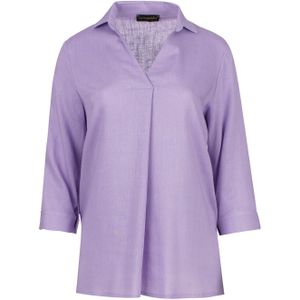 Linnen Top - Lila - V Hals - ¾ Mouwen - A-lijn Silhouet
