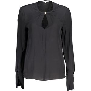 Blouse Met Sleutelgat Lange Mouwen Top