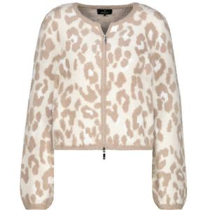monari - Gebreid Vest - Beige - Dierenprint