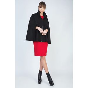 Zwarte Wintermantel - Geweven Stof - Losse Pasvorm