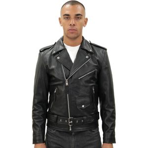 Heren - Bikerjack - Zwart - Tokyo - Leren Jack met Franjes
