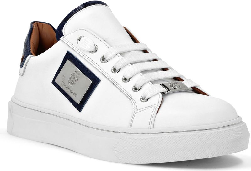 Billionaire - Croco Printed Nappa Leather Lo-Top Sneakers - Wit - Leer