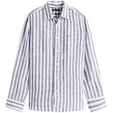 TOMMY HILFIGER - Hemd - Blauw - Linnen - Lange Mouwen - Recht Model