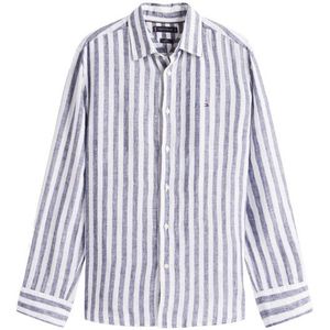 TOMMY HILFIGER - Hemd - Blauw - Linnen - Lange Mouwen - Recht Model
