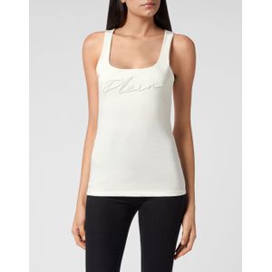 Philipp Plein - Tank Top Signature - Wit - Katoen - Mouwloos