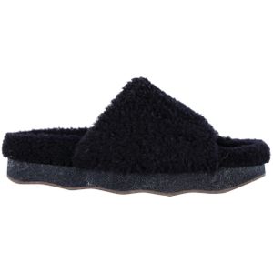 Chloe Golvende Slippers in Zwart Schapenvacht en Lederen