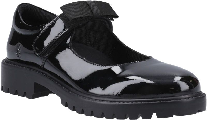 Hush Puppies Astrid Bow Meisjes Zwart Leren Schoenen