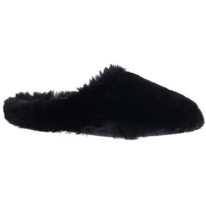 Gioia - Fluff Pantoffel - Imitatiebont - Zwart - Rubber Zool