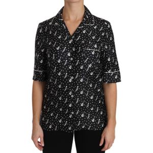 Dolce & Gabbana - Gitaar Trompet Print - Poloshirt - Zwart - 100% Zijde