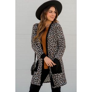 Luipaard Gebreide Cardigan met Zakken