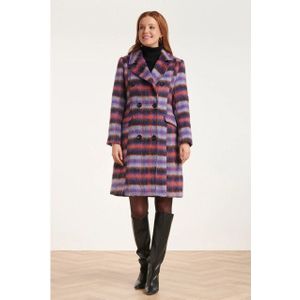 Smashed Lemon - 24559 - Lange Dubbelzijdige Geruite Jas - Rood en Paars