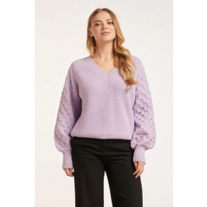 Smashed Lemon - 24617 - Dikke Gebreide Trui - Lila - Met Structuur