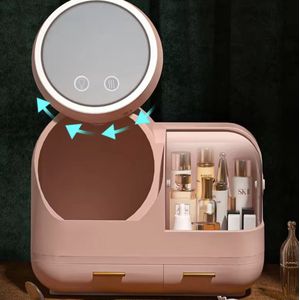 make-up organizer -ventilator- organizer met led lamp - ladekastje - organizer met ventilator - sieraden organizer - pink