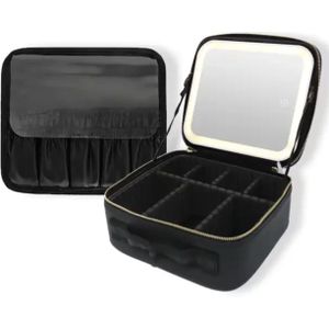 make-up tas- makeup tas met led spiegel - Zwart