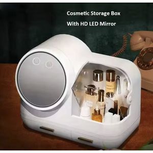 make-up organizer -ventilator- organizer met led lamp - ladekastje - organizer met ventilator - sieraden organizer - Wit