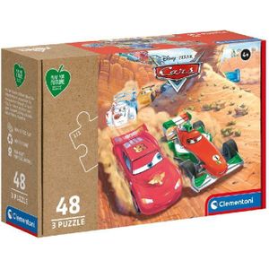 Disney Cars Puzzel (3x48 Stukjes) - Duurzaam en Milieuvriendelijk